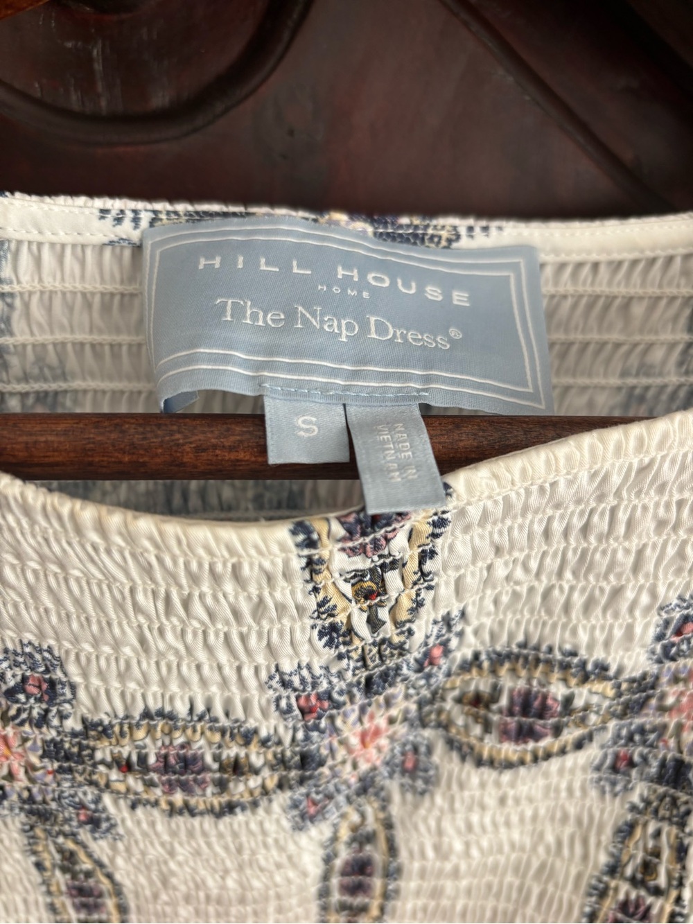 Hill House White Maxi Dress with Navy and Blush Embroidery - Picture 2 of 2